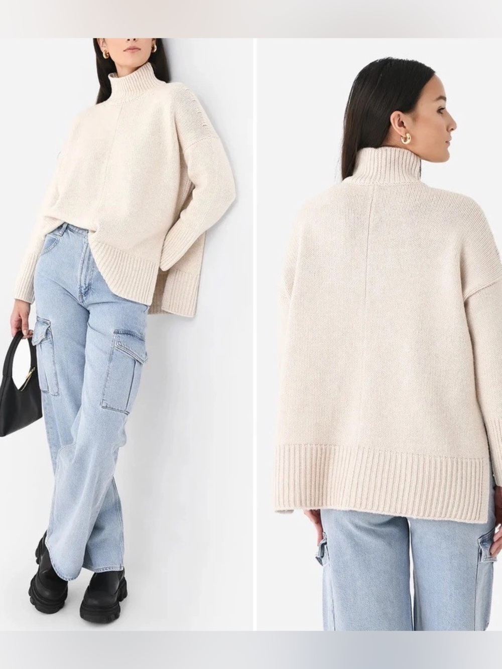 Vince Trapeze Wool-Cashmere Turtleneck Sweater